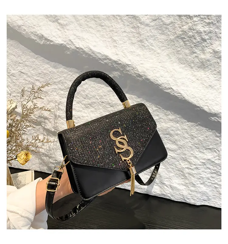 Women Sequined Crossbody Bag Blue White Gold Logo 2026 — feature 35