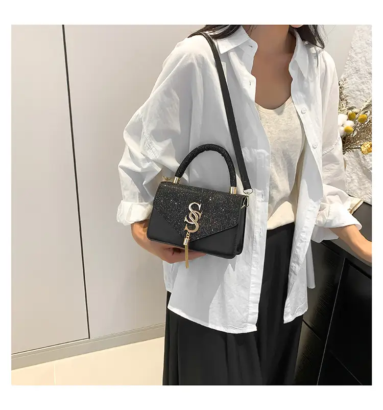 Women Sequined Crossbody Bag Blue White Gold Logo 2026 — feature 40