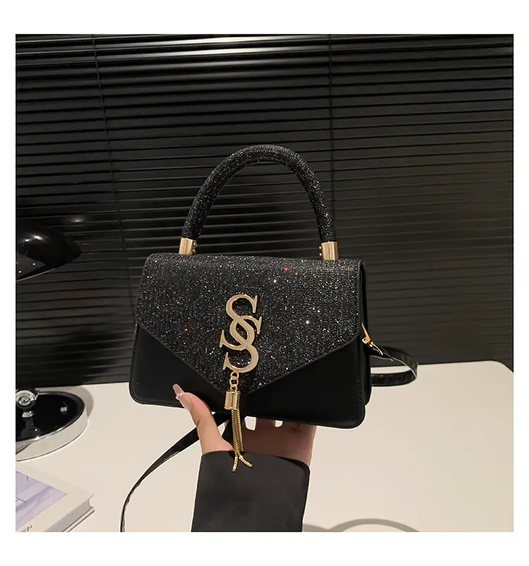 Women Sequined Crossbody Bag Blue White Gold Logo 2026 — feature 41