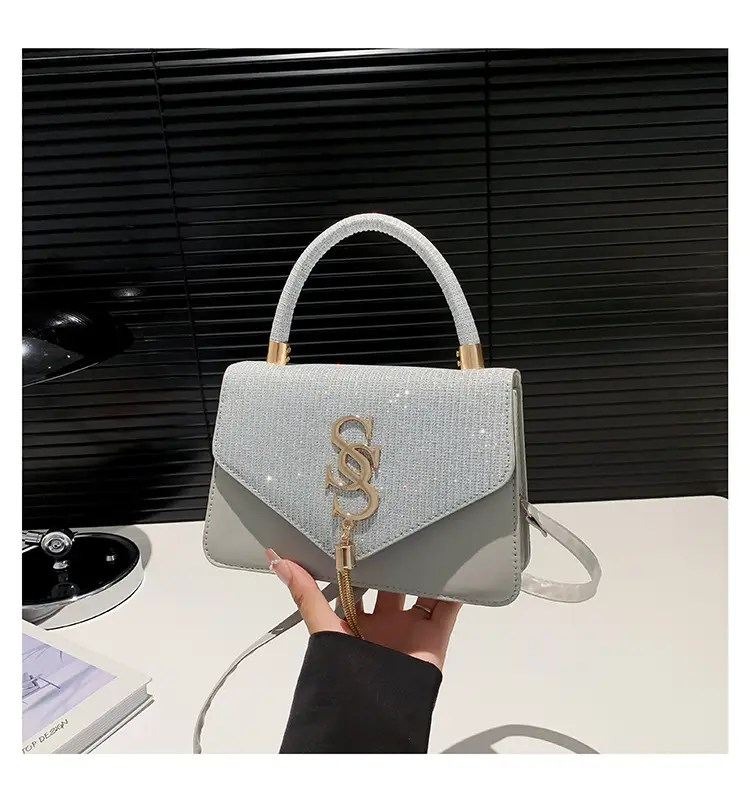 Women Sequined Crossbody Bag Blue White Gold Logo 2026 — feature 42