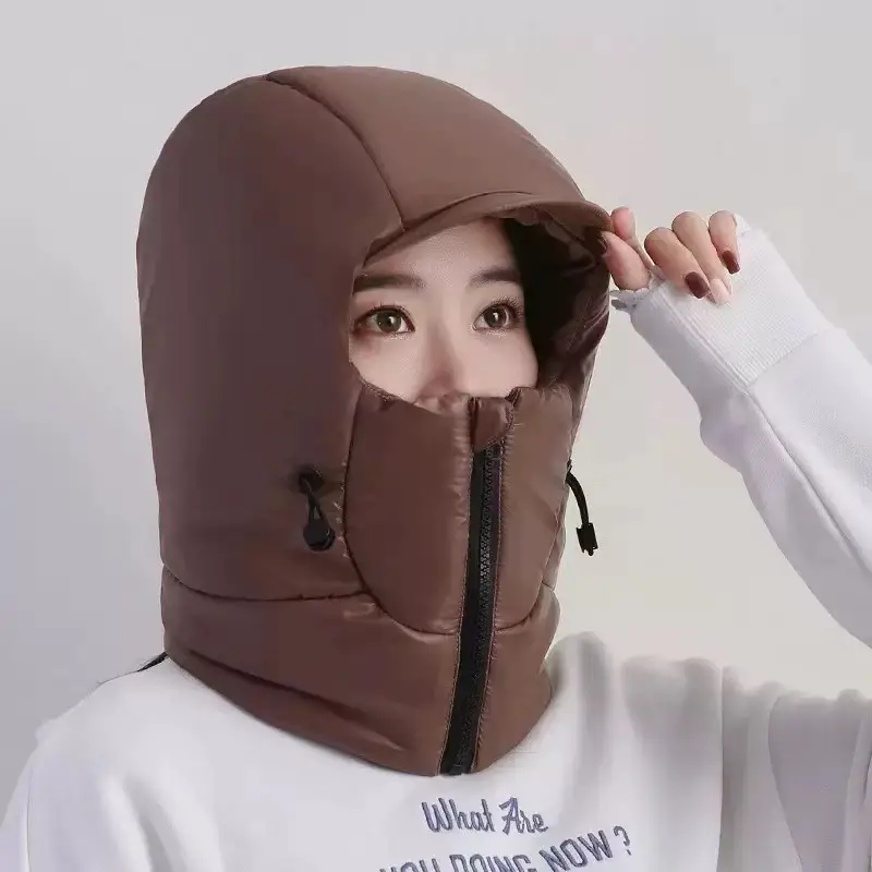 Winter Warm Hat for Women Riding Electric Bikes, Face Protection, Ear Protection, Neck Scarf, Integrated Thickeneded Lei Feng Hat, Outdoor Cold Protection Artifact