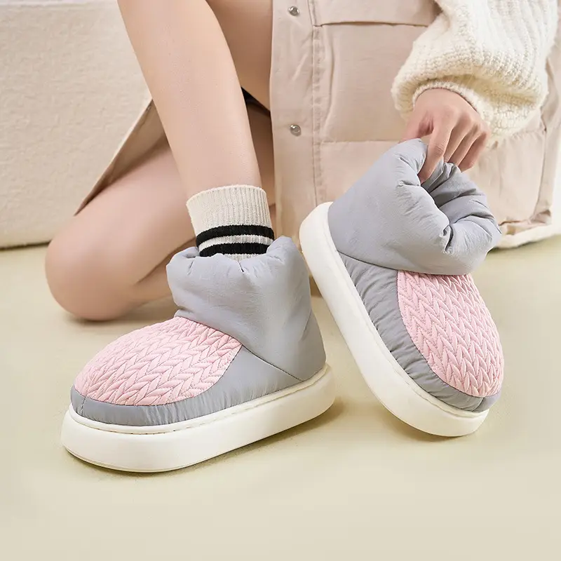 High-Top Cotton Slippers for Women in Winter, Warm Home Indoor, Silent, Cold-Proof, Anti-Slip, Ultra-Thick Outer Wear Cotton Shoes for Couples in Autumn and Winter - Image 14