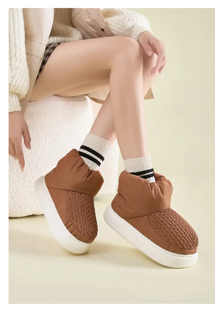 High-Top Cotton Slippers for Women in Winter, Warm Home Indoor, Silent, Cold-Proof, Anti-Slip, Ultra-Thick Outer Wear Cotton Shoes for Couples in Autumn and Winter — feature 13
