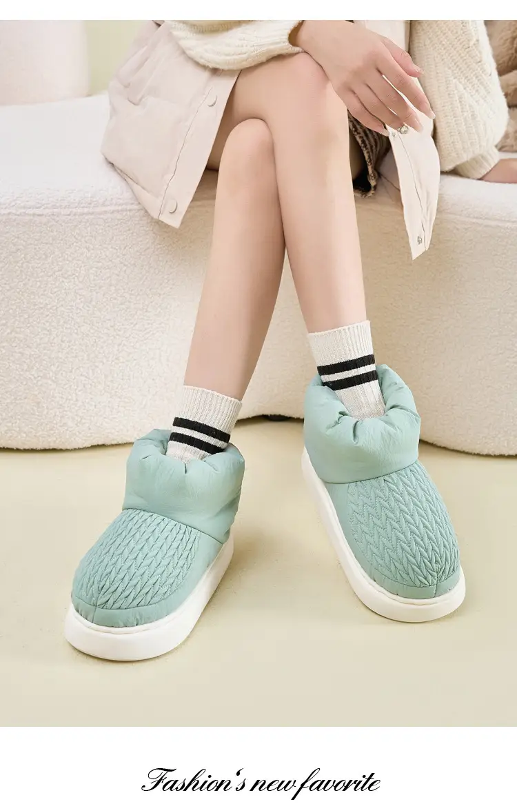 High-Top Cotton Slippers for Women in Winter, Warm Home Indoor, Silent, Cold-Proof, Anti-Slip, Ultra-Thick Outer Wear Cotton Shoes for Couples in Autumn and Winter — feature 14