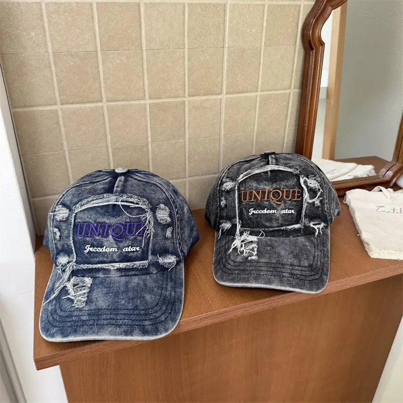 Women Denim Baseball Caps Spring Summer Face Slimming Clothing Accessories - Image 3