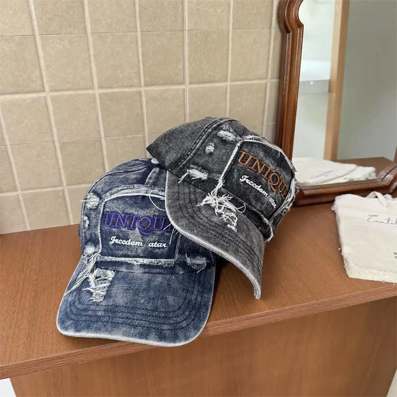 Women Denim Baseball Caps Spring Summer Face Slimming Clothing Accessories - Image 4