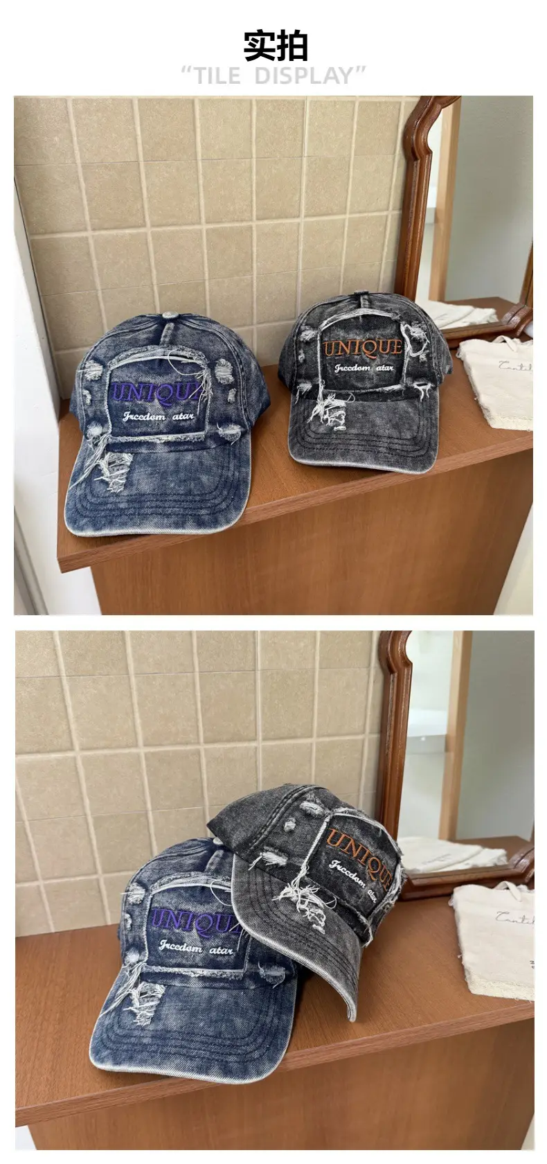 Women Denim Baseball Caps Spring Summer Face Slimming Clothing Accessories — feature 2