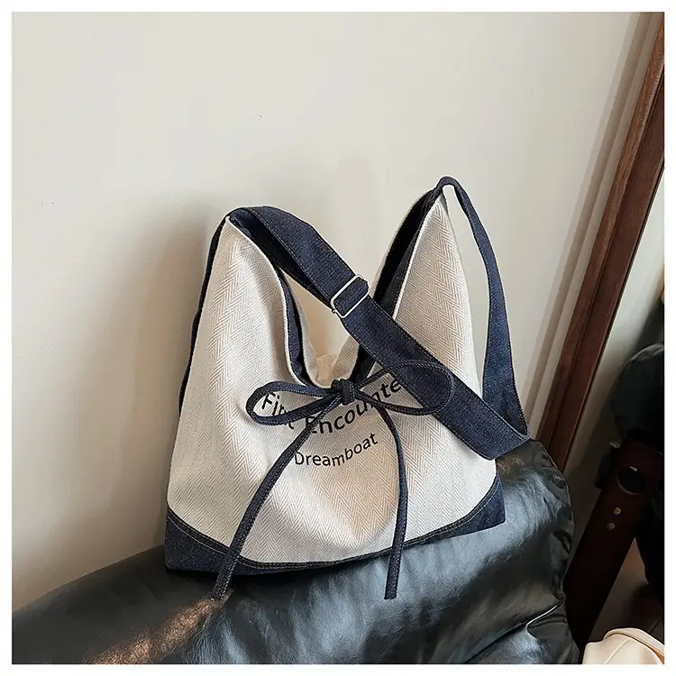 Women Crossbody Bag Korean Style Large Capacity Navy White — feature 10
