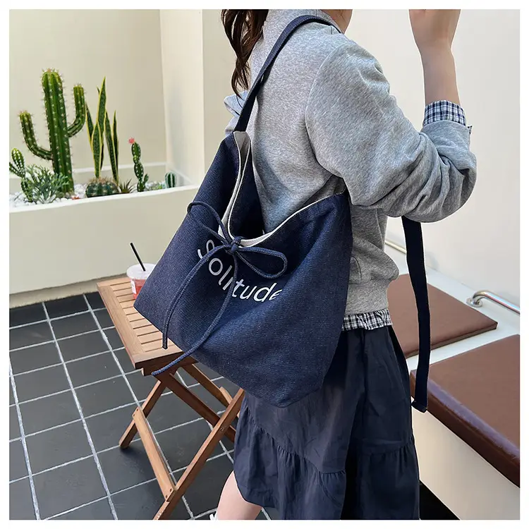 Women Crossbody Bag Korean Style Large Capacity Navy White — feature 21