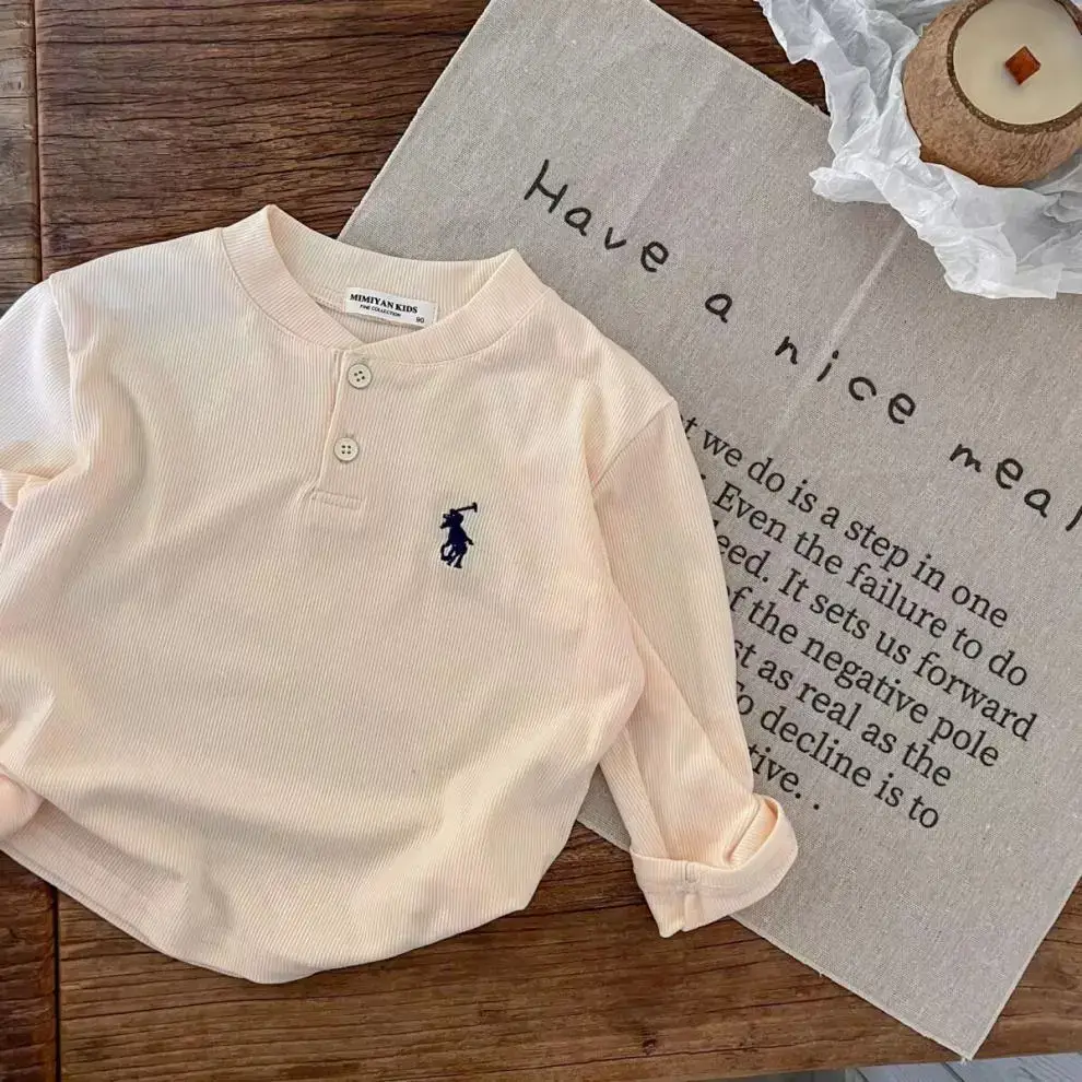 Children's Long Sleeve Polo T-Shirt 2025 Boys Pure Cotton - Image 7