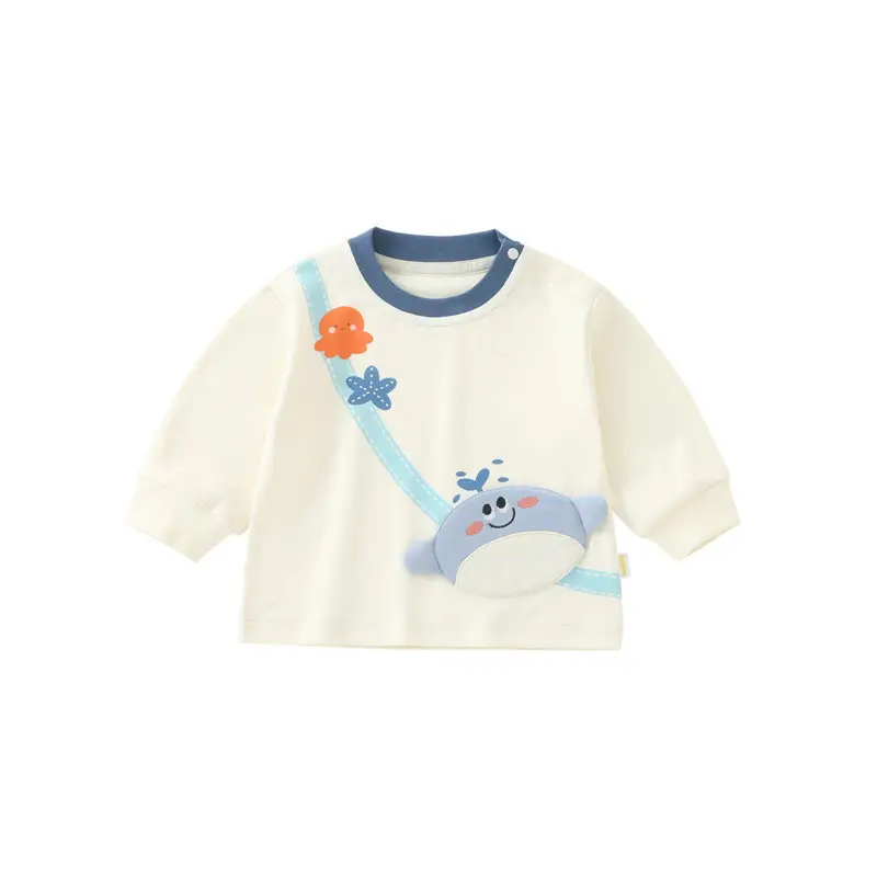 Duuduu Baby Girl Long Sleeve T-Shirt Cream Blue