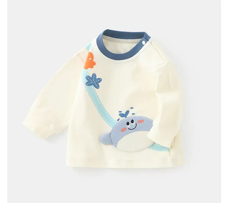 Duuduu Baby Girl Long Sleeve T-Shirt Cream Blue — feature 11