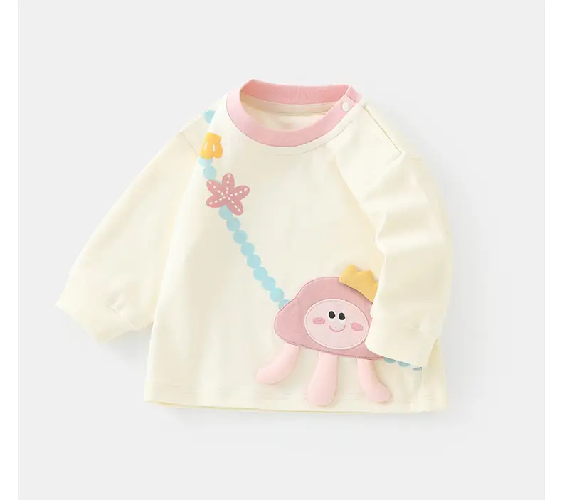 Duuduu Baby Girl Long Sleeve T-Shirt Cream Blue — feature 25