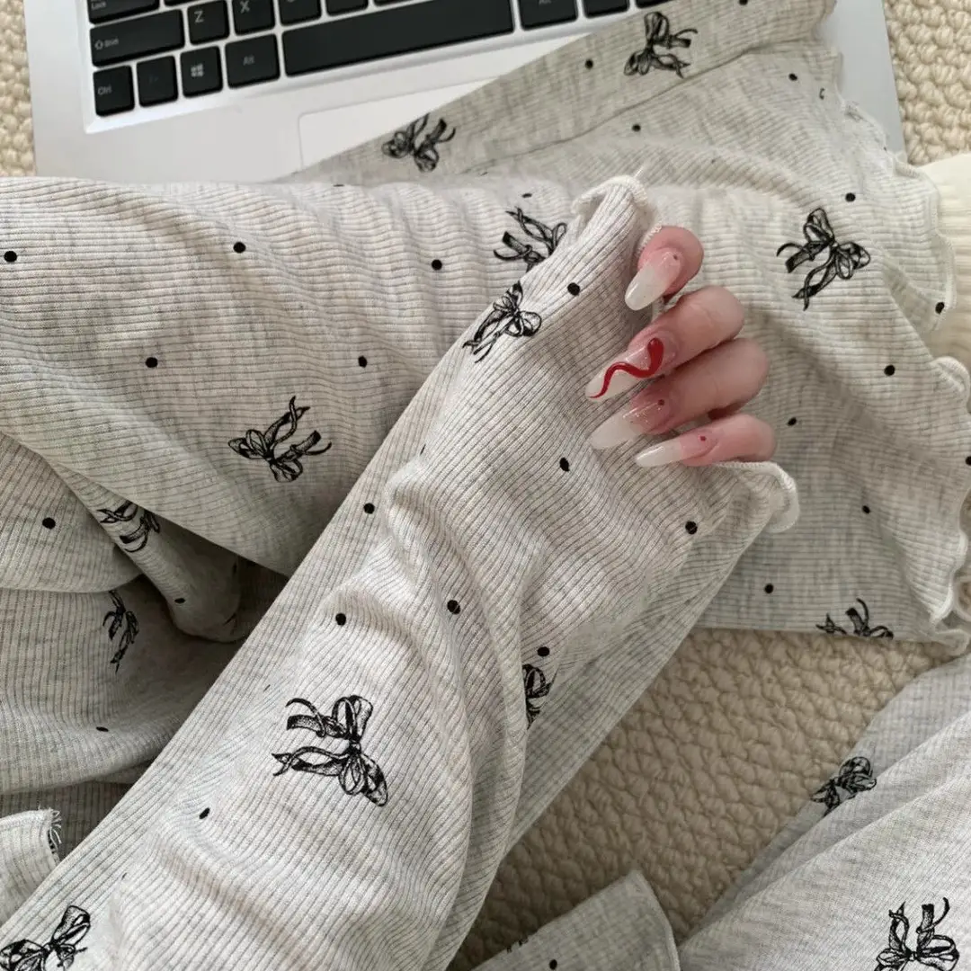 Retro All-Over Printed Sweet Floral Pajamas Women's Summer Cardigan 2025 New Loose Home Wear Suit Long-Sleeved Pants