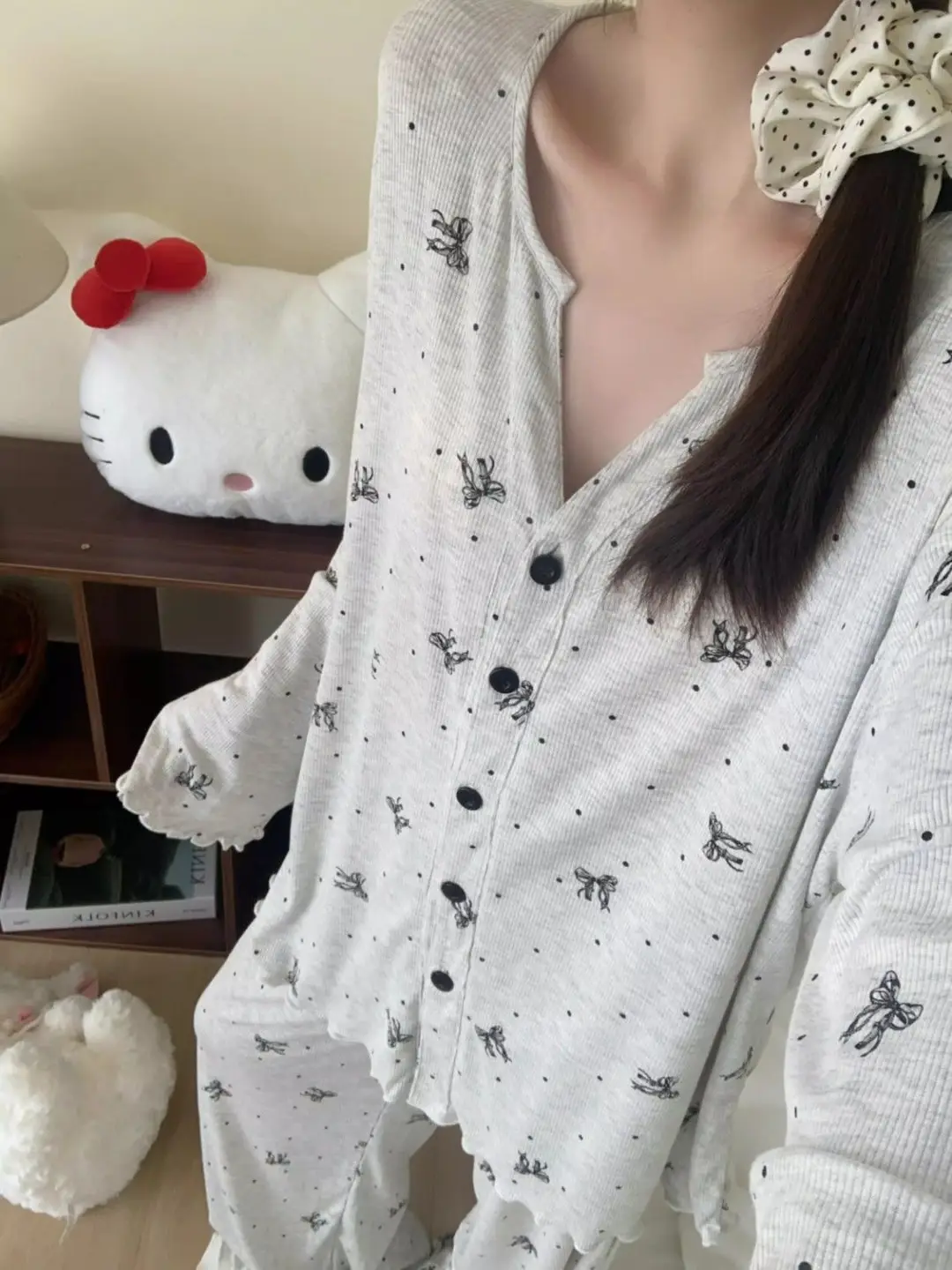 Retro All-Over Printed Sweet Floral Pajamas Women's Summer Cardigan 2025 New Loose Home Wear Suit Long-Sleeved Pants — feature 1