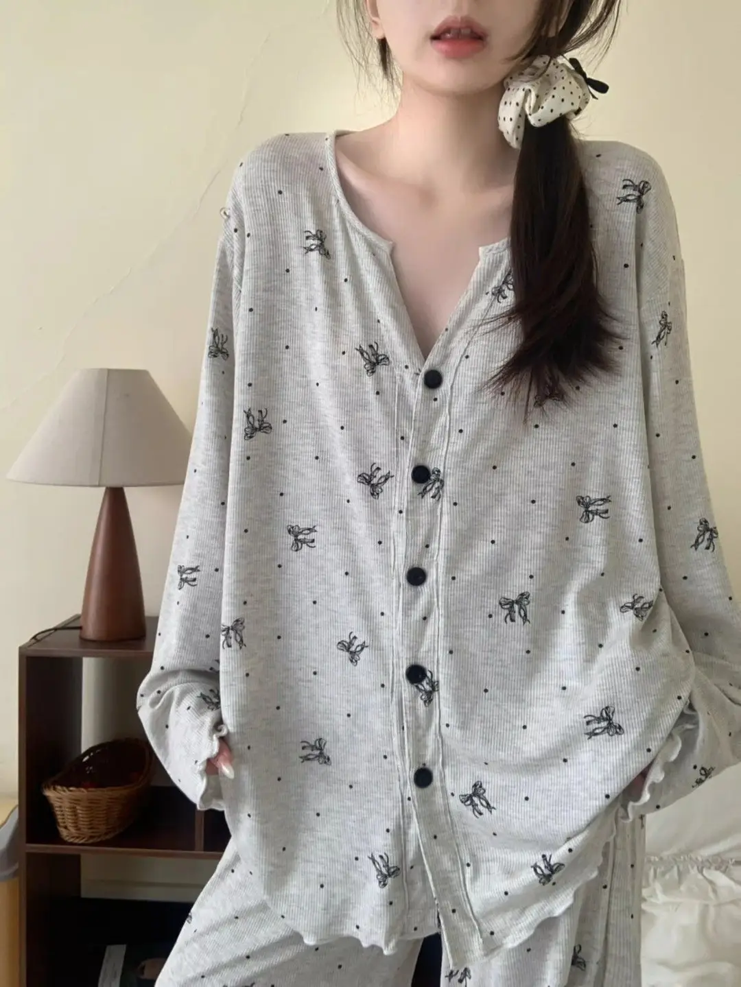 Retro All-Over Printed Sweet Floral Pajamas Women's Summer Cardigan 2025 New Loose Home Wear Suit Long-Sleeved Pants — feature 5