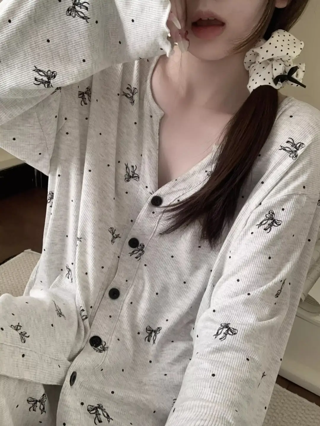 Retro All-Over Printed Sweet Floral Pajamas Women's Summer Cardigan 2025 New Loose Home Wear Suit Long-Sleeved Pants — feature 6