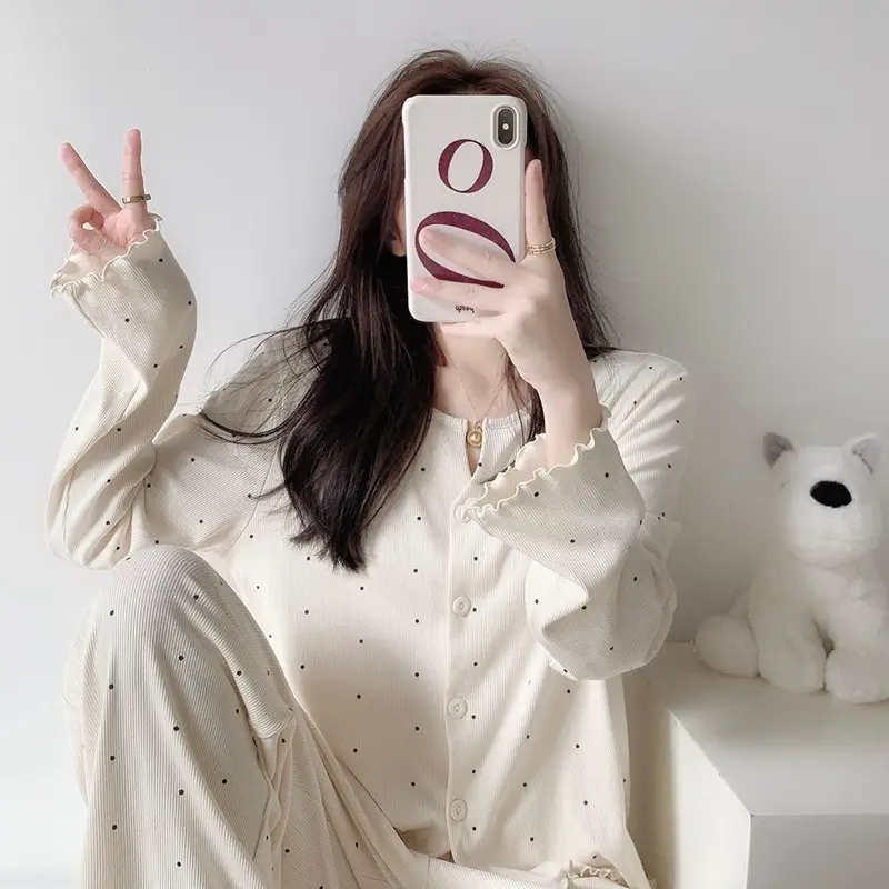 Retro All-Over Printed Sweet Floral Pajamas Women's Summer Cardigan 2025 New Loose Home Wear Suit Long-Sleeved Pants