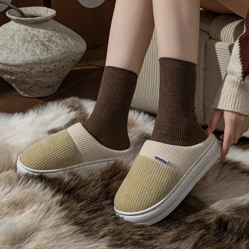 Women's Autumn and Winter Indoor Home Bedroom Plush Thick-Soled Warm Comfortable Cotton Slippers with a Stepping-On-Clouds Feel - Image 7