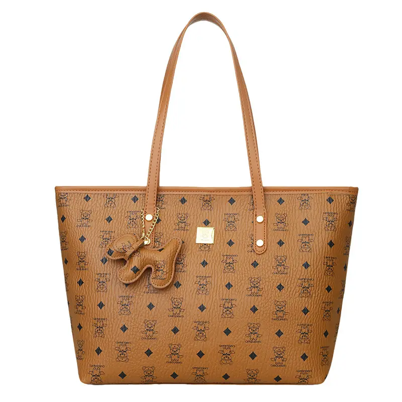Korean Style Large Capacity Shoulder Bag Tan Leather - Image 2