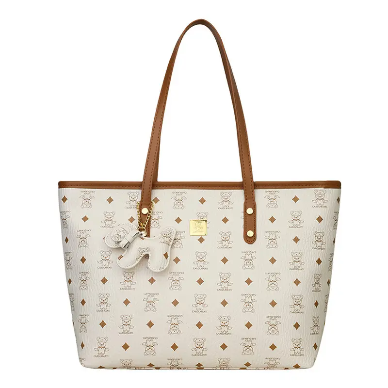Korean Style Large Capacity Shoulder Bag Tan Leather - Image 4