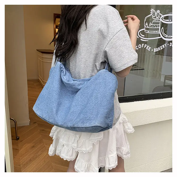 Korean Style Blue Denim Tote Bag for Women — feature 11