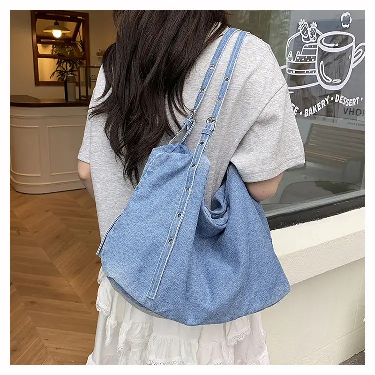 Korean Style Blue Denim Tote Bag for Women — feature 12