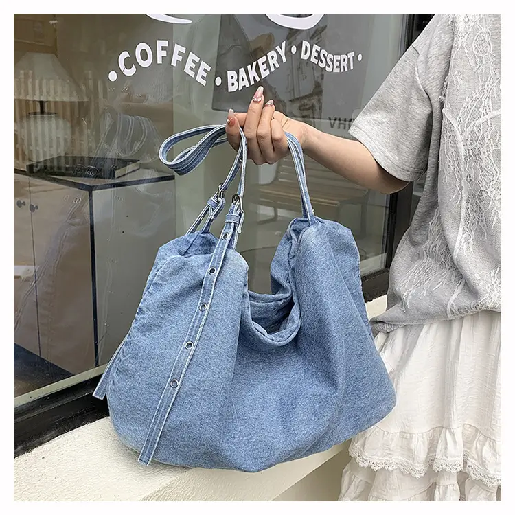 Korean Style Blue Denim Tote Bag for Women — feature 13