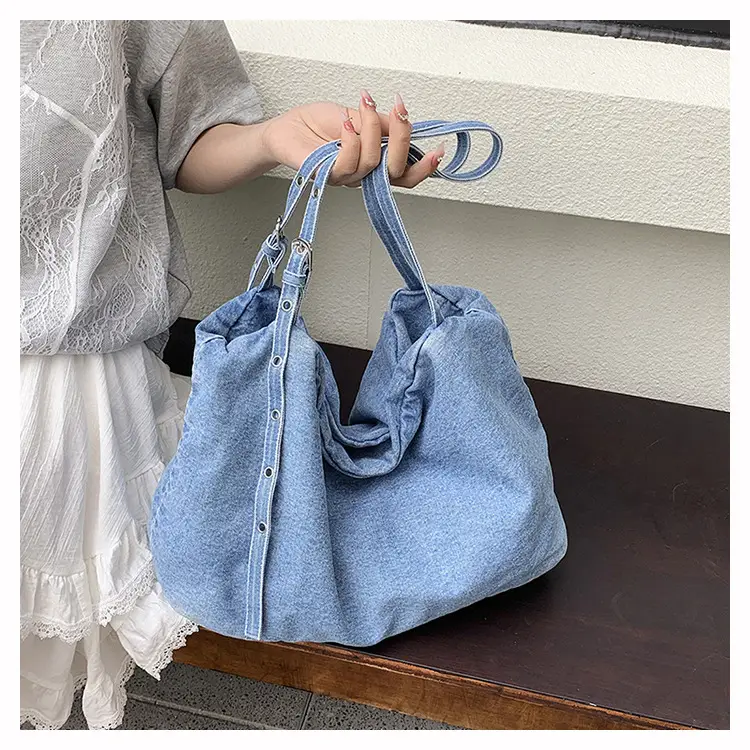 Korean Style Blue Denim Tote Bag for Women — feature 14