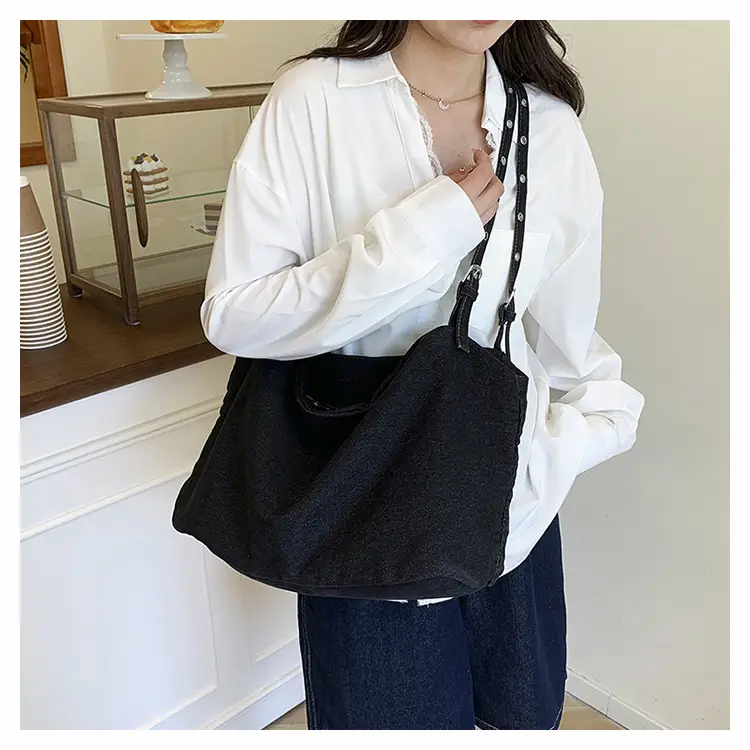 Korean Style Blue Denim Tote Bag for Women — feature 15