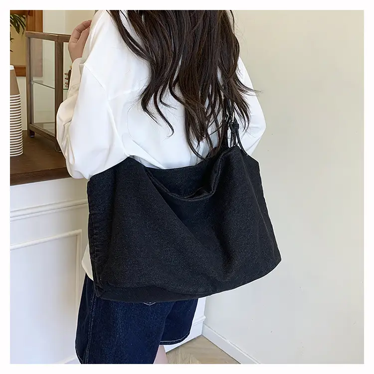 Korean Style Blue Denim Tote Bag for Women — feature 16