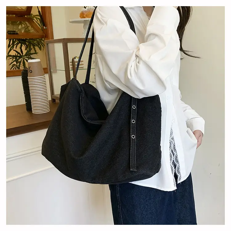 Korean Style Blue Denim Tote Bag for Women — feature 17