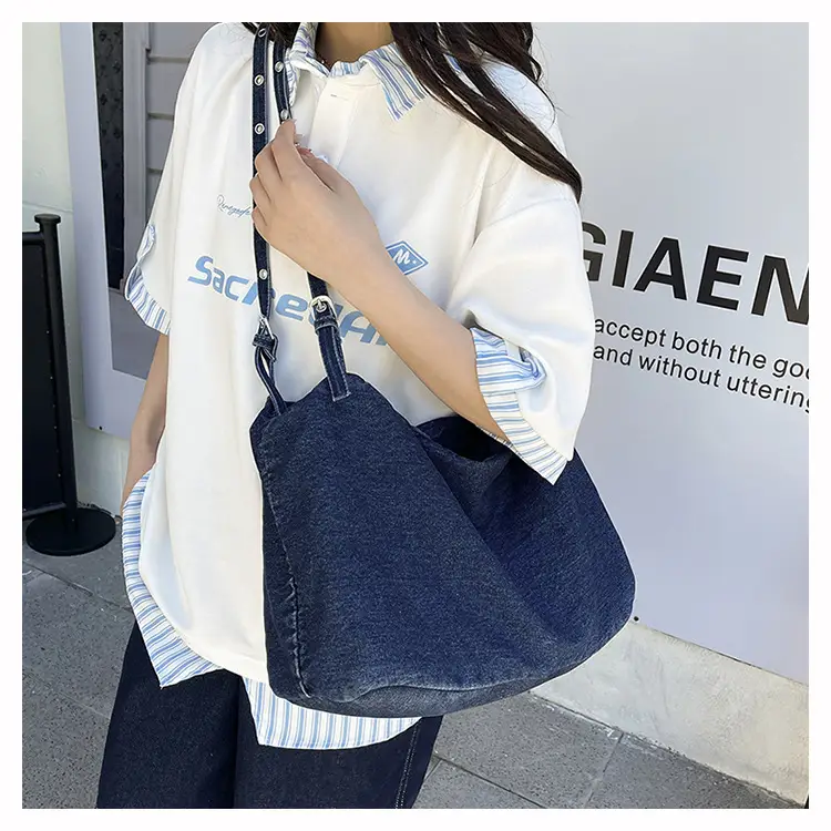 Korean Style Blue Denim Tote Bag for Women — feature 19