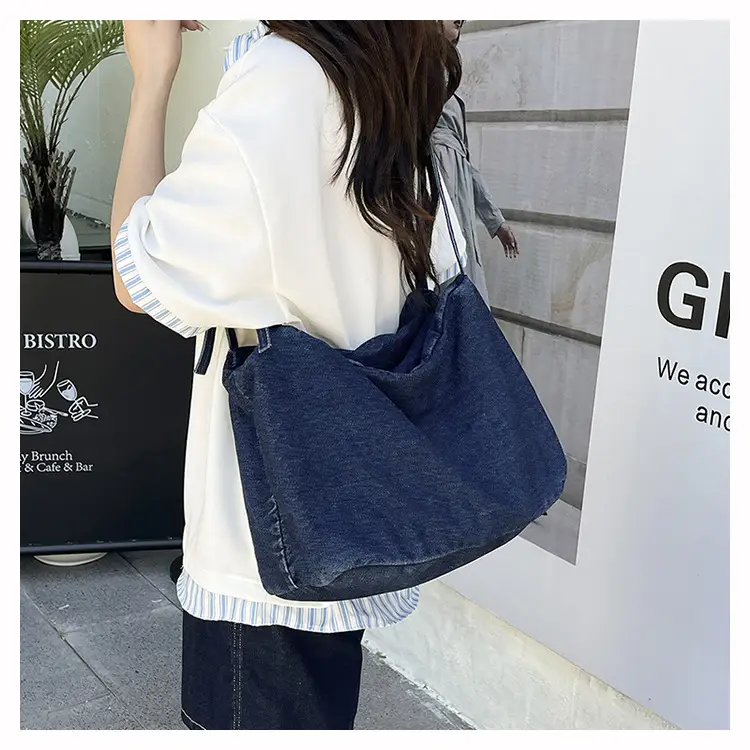 Korean Style Blue Denim Tote Bag for Women — feature 21