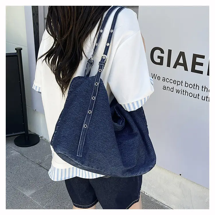 Korean Style Blue Denim Tote Bag for Women — feature 22