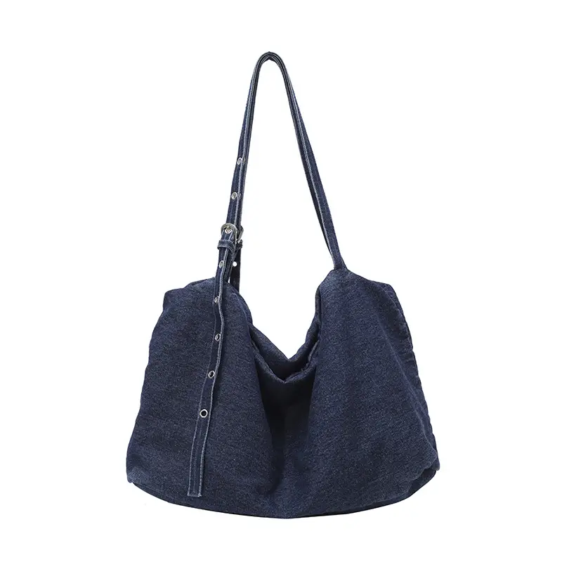 Korean Style Blue Denim Tote Bag for Women - Image 3