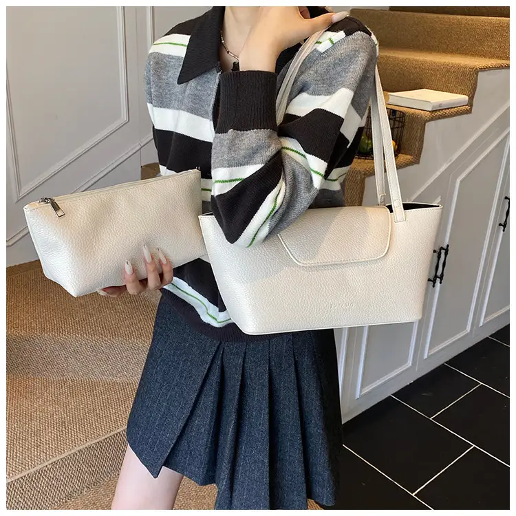 Women Pebbled Leather Tote Bag with Matching Small Shoulder Bag 2026 — feature 11