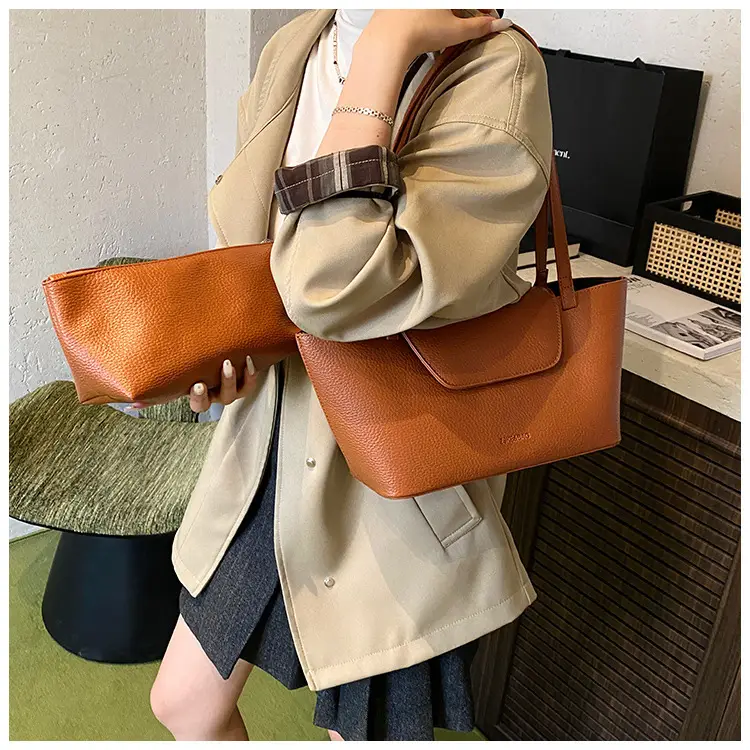 Women Pebbled Leather Tote Bag with Matching Small Shoulder Bag 2026 — feature 20
