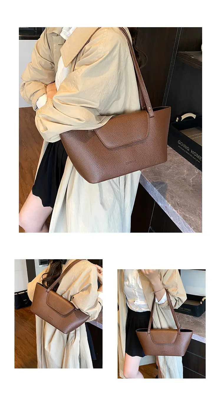 Women Pebbled Leather Tote Bag with Matching Small Shoulder Bag 2026 — feature 8