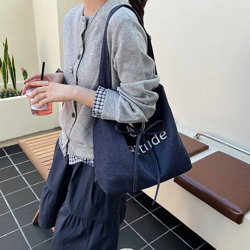 Women's Large Capacity Cloth Shoulder Bag Korean Style - Image 5