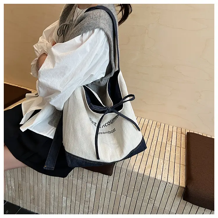 Women's Large Capacity Cloth Shoulder Bag Korean Style — feature 12