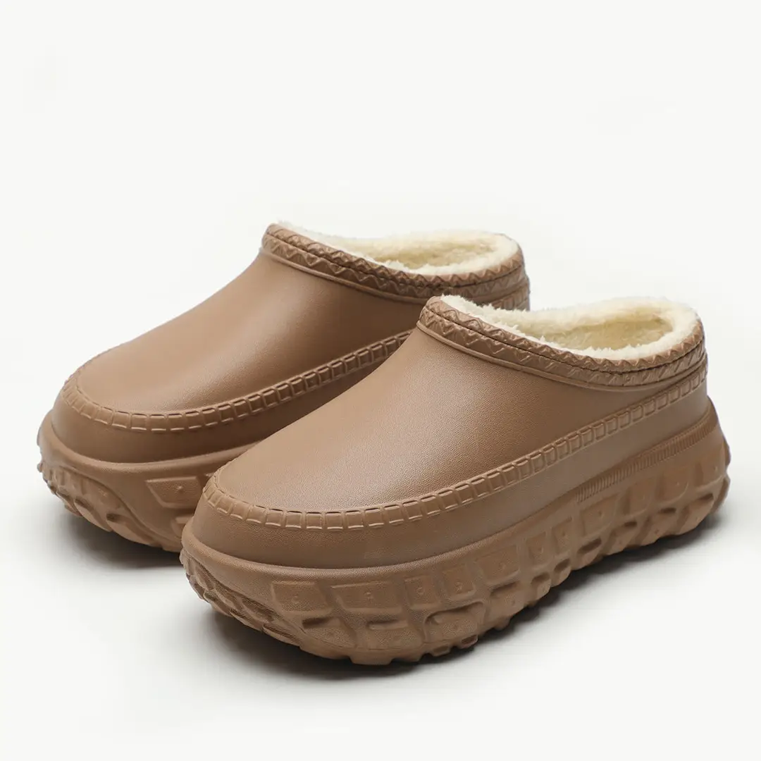 Women's Cotton Shoes with Thick Fleece Lining, 2026 New Model, Suitable for Outdoor Wear in Autumn and Winter, Trendy Slip-On Boots for Home Use, Closed-Back Cotton Slippers