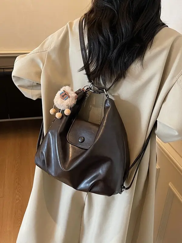 Retro Korean Style Large Brown Tote Bag for Women - Image 8