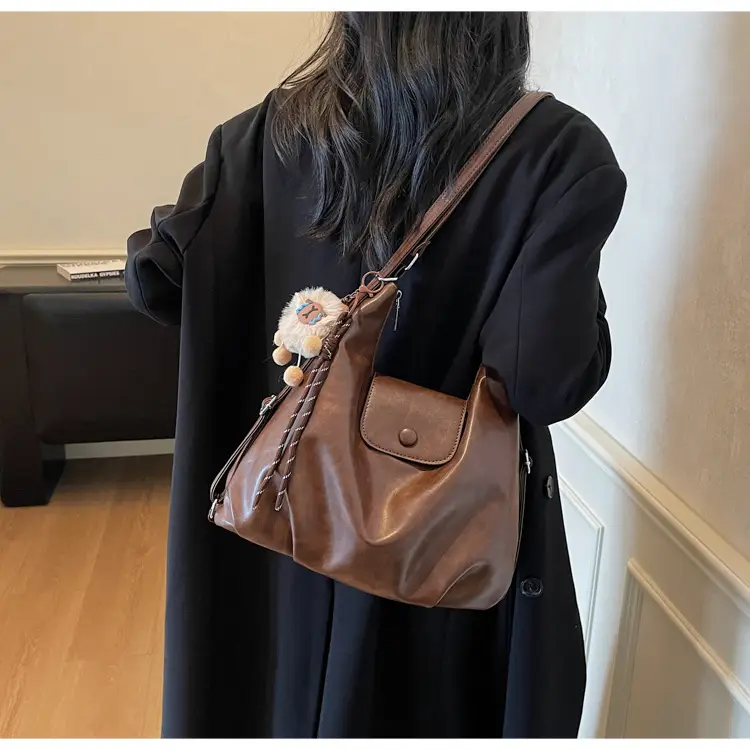 Retro Korean Style Large Brown Tote Bag for Women — feature 18