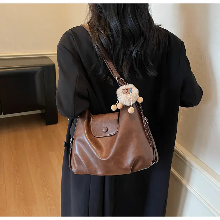 Retro Korean Style Large Brown Tote Bag for Women — feature 19