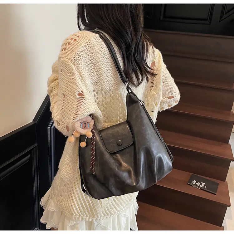 Retro Korean Style Large Brown Tote Bag for Women — feature 22