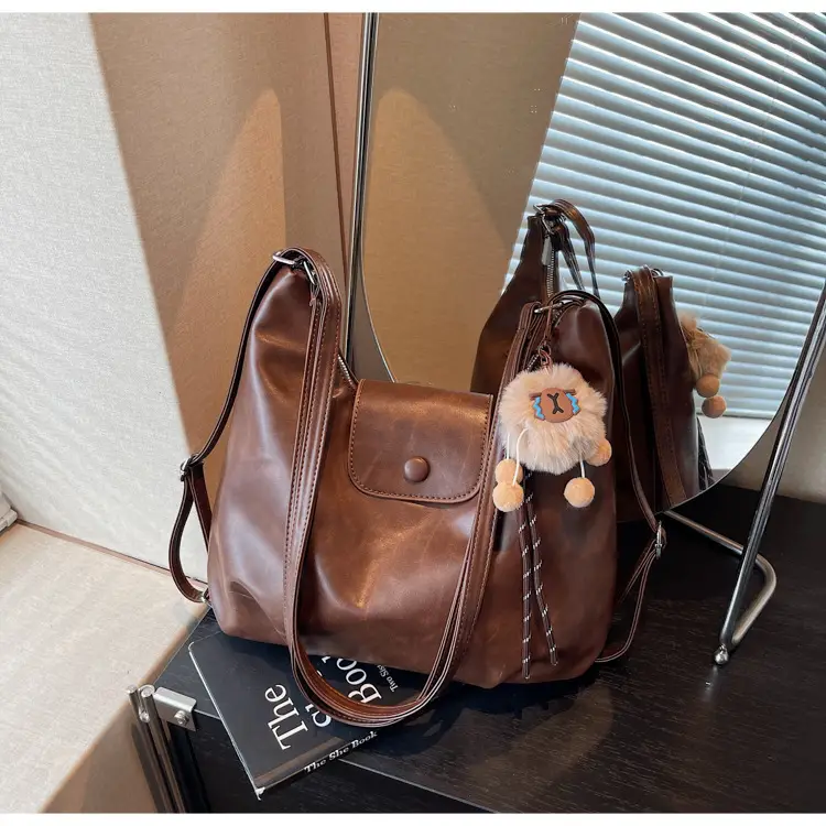 Retro Korean Style Large Brown Tote Bag for Women — feature 24