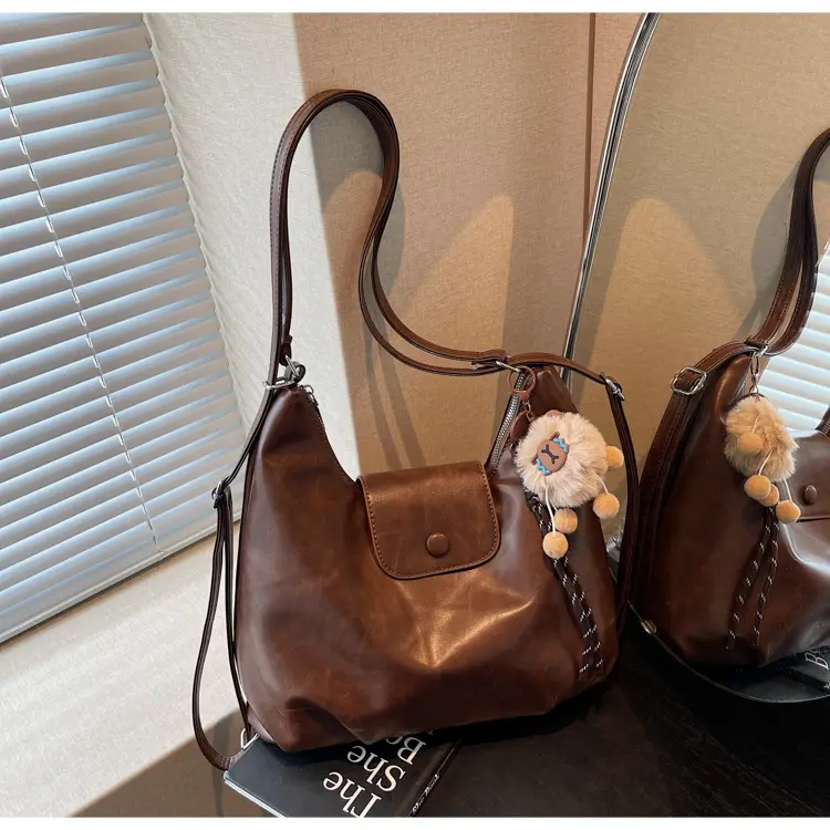 Retro Korean Style Large Brown Tote Bag for Women — feature 25