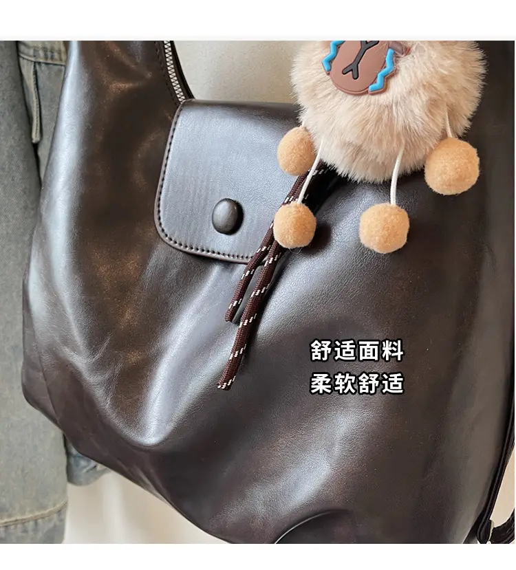Retro Korean Style Large Brown Tote Bag for Women — feature 5
