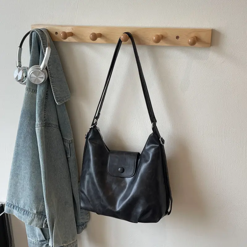 Retro Korean Style Large Brown Tote Bag for Women - Image 4